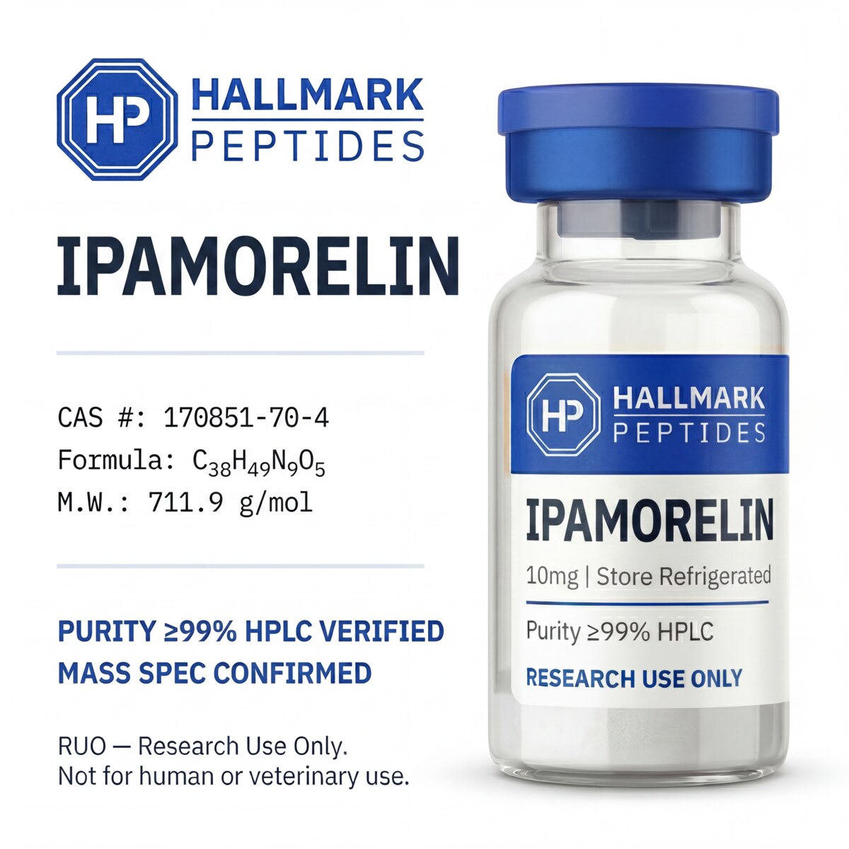 Ipamorelin 10 mg  Puret 99% HPLC, CoA Inclus | Research Peptides FR